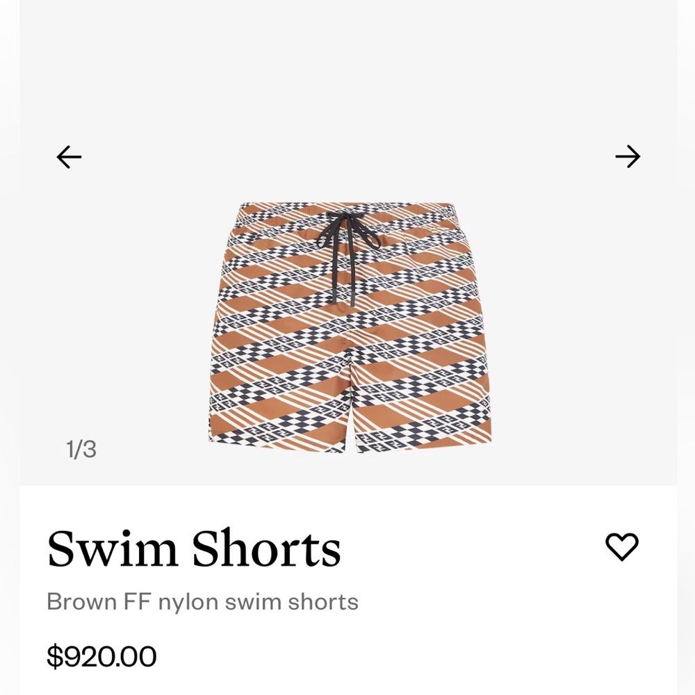 MENS FENDI SWIM/BROWN BLACK WHITE
